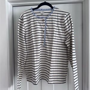 J. Crew Navy and White Striped Henley